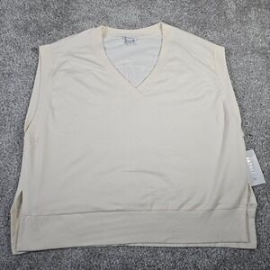 Athleta Womens Retrotier Sleeveless Sweatshirt 3X‎ Cream V-Neck Active Casual